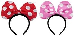 2pcs Minnie Mouse Ears Polka Dot Headband Bow Party Favor Costume (Red/Pink)