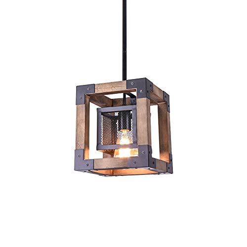 Lingkai Wood Pendant Light Industrial 1Light Farmhouse Kitchen Island