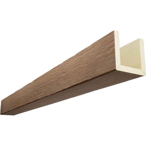 Timberthane Rough Sawn Faux Wood Beam, 3-Sided (U-Beam), 10"W x 6"H x 96"L, Tof…