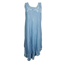 Mogul Interior Womens Caftan Dress Solid Sleeveless Dresses L