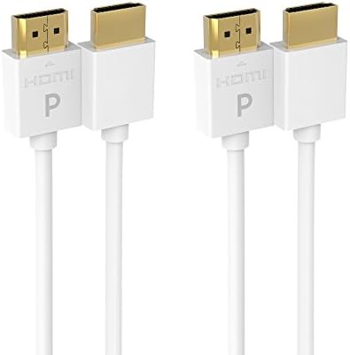 Pacroban 3ft-2 Pack White Slim 4K HDMI Cable 2.0 4K (3840x @60Hz), High Speed 18 Gbps, DTS-HD Master Audio, HDR deep Color, Compatible with Blu-ray, Gold-Plated Connectors Cable