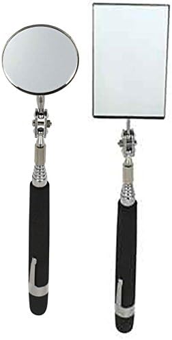 2pcs Telescopic Inspection Rectangular & Round Mirror w/Cushion Grip Handle