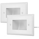 Fosmon 1-Gang (2 Pack) Recessed Low Voltage Cable Plate in-Wall Installation for Speaker Wires, Coaxial Cables, HDMI Cables, or Network/Phone Cables (White)