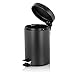 Fortune Candy Small Step Trash Can, Garbage Can with Lid, Trash Can for Bathroom / Limited Space (Black)