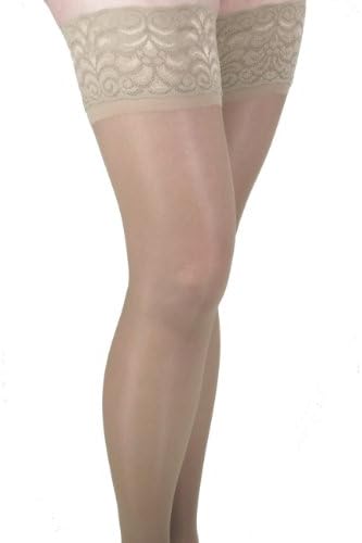 GABRIALLASheer Firm Compression Stockings - 23-30 mmHg, Thigh High, Closed Toe, Beige, X-Large