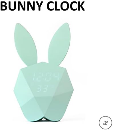 Alarm Clock,OrangePP LED Night Light,Kids Animal Lighting Nursery Lamp,Bunny Rabbit Night Light,Voice Control Sound Sensitive Baby Gift Digital Alarm Clock With Temperature (Blue)