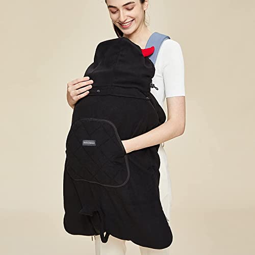 Bebear Winter Cover for Baby Carrier Warm Universal Hoodie Baby Carrier Cover for All Seasons (Old Black)
