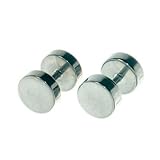 Silver Stainless Steel Fake Illusion Tunnel Plugs Earrings Men Unisex 8mm