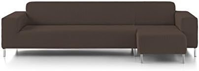 Eiffel Textile Nimes Chaise Longue - Designer Sofa Cover Short Right Arm 240 x 195 x 2 cm brown