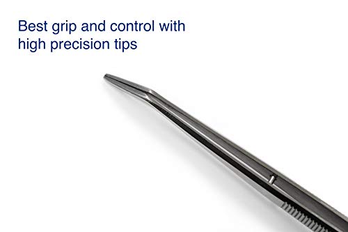 Beaditive 6-inch Sewing Machine Tweezers Set (3-pc) Serrated Bent Tips | Professional Grade, High Precision | Stainless Steel