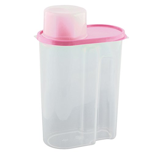 uxcell Plastic Household Kitchen Cereal Grain Bean Rice Food Storage Container Box Case 2.5L Pink Clear
