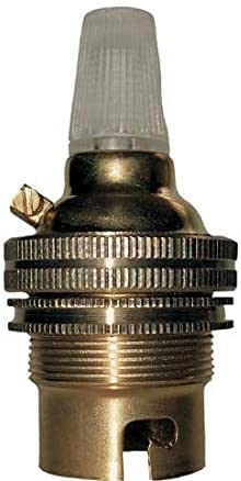 Art Deco Emporium Traditional Earthed Metal Lampholder with Shade Ring and Nylon Cord Grip in Raw Brass Finish