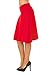Womens Basic Solid Stretch Fold-Over Flare Midi Skirt (Red-S)
