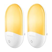 ROYFACC LED Night Light Nursery Night Lamp Plug in Wall Lights with Dusk to Dawn Photocell Sensor, 0.5W Warm White Lighting 2-Pack