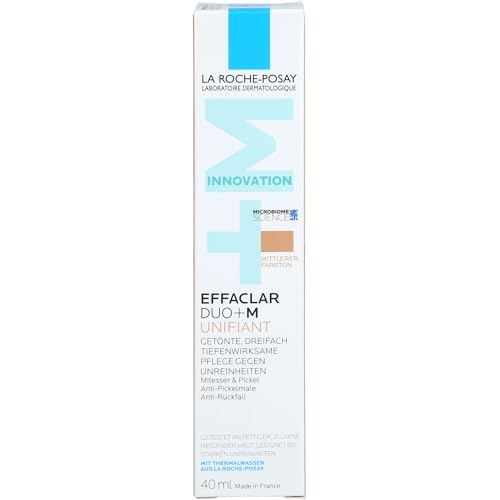 , Effaclar Duo+M, Trattamento Colorato Anti-Imperfezioni, Per Pelli a Tendenza Acneica, Tripla Correzione di Brufoli, Punti Neri e Macchie, Effetto Matte, Tinta: Media, 40 ml
