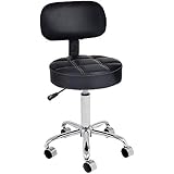 CoVibrant Well Cushioned Adjustable Rolling Stool with Back for Office Desk Home Kitchen Massage Medical Salon Artist