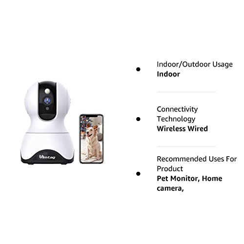 VIMTAG Pet Camera, 2.5K HD Pet Cam,360° Pan/Tilt View Angel with Two