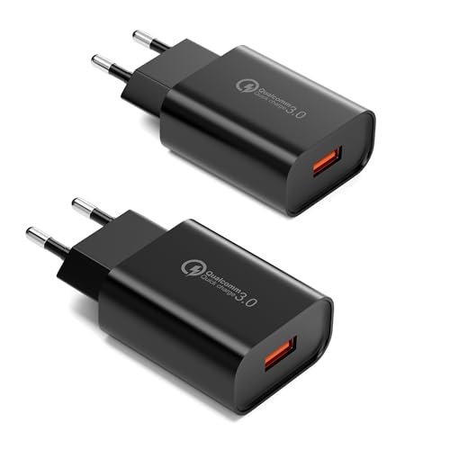 2 Stück USB Ladegerät Stecker, 18W Quick Charge 3.0 Schnellladegerät Netzteil 3A Ladeadapter für Samsung Galaxy S23/S22/S21/S20/S10/S9/S8/A54/A13, iPhone, iPad, Huawei, Xiaomi, HTC, LG und mehr thumbnail 1