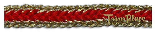 1/4 Inch BRAIDED TRIM WITH Red Center And Gold Metallic Edges 15 YARDS