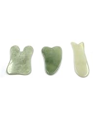 WEISIPU 3Pcs Gua Sha Treatment Massage Natural Jade Stone Gua Sha Scraping Massage Tool for Therapy Trigger Point Treatment on Face Back Arm