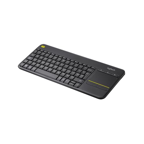 Logitech K400 Plus Kabellose TV-Tastatur mit Touchpad, 2.4 GHz Verbindung via Unifying USB-Empfänger, Programmierbare Multimedia-Tasten, Windows/Android/ChromeOS, Schweizer QWERTZ-Layout - Schwarz