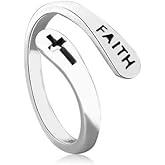 Progresssail Faith Cross Ring for Women Inspirational Adjustable Rings Personality Encouragement Jewelry Simple Cross Ring Cross Wrap Open Ring for Women Blessed Ring