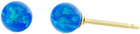 Trustmark 14/20 Gold Filled 4mm Tropical Blue Created Opal Ball Stud Post Earrings, Oceans