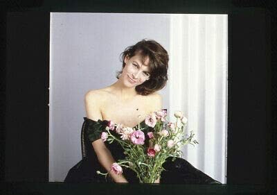 Photographs - Jamie Lee Curtis Vintage Glamour Studio Portrait Photo with Flowers Transparency