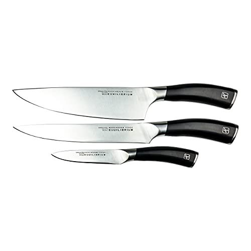 Rockingham Forge Equilibrium 3 Piece Kitchen Knife Set, Including 20cm Chefs Knife, 20cm Carving Knife, 10cm Paring Knife, Premium German Stainless Steel