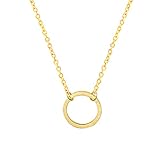 Bergort Vintage Minimal Dainty Circle Necklace for