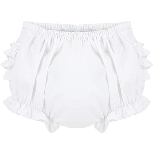 Carriage Boutique Baby Girl White Panties Diaper Covers - Ruffles Bloomers, 9M
