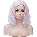Mildiso Short Light Pink Wigs For Women Pastel Wavy Costume Hair Wig with Wig Cap M056C