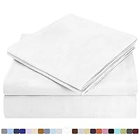 HOMEIDEAS Bed Sheets Set Extra Soft Brushed Microfiber 1800 Bedding Sheets - Deep Pocket, Wrinkle & Fade Free - 4 Piece(Queen,White)