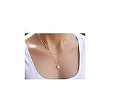 NOU Chic Women Natural Simple Female Fine Pearl Pendant Necklace Chain Clavicle GOLD