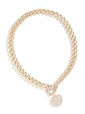 GUESS Factory Women's Gold-Tone Rhinestone Heart Necklace