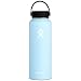Hydro Flask Water Bottle - Stainless Steel & Vacuum Insulated - Wide Mouth with Leak Proof Flex Cap - 40 oz, Frost