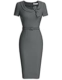 MUXXN Women's Asymmetric Neckline Bowknot Junior Party Dress (XL Gray)