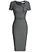 MUXXN Women's Crew Neck Tie Waist Formal Business Dress (L Gray)