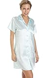 Camille Womens Ladies Luxurious Knee Length Mint Green Satin Nightshirt