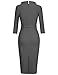 MUXXN Work Dress for Women Office 1950s Retro Midi Sheath Bodycon Pencil Mock Neck Date Cocktail Dress with Belt Gray XL