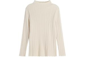 SEEFOR Girl's Mock Neck Sweaters Kids Long Sleeve Drop Shoulder Pullover Cable Knit Chunky Contrast Sweater Tops