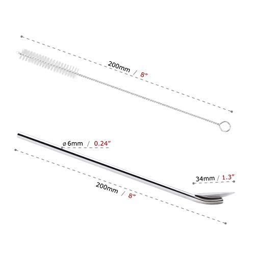 GFDesign Drinking Spoon Straws Stirrer 304 Food-Grade 18/8 Stainless Steel - Set of 4 with 2 Cleaning Brushes - Thumbnail 5