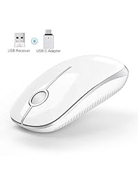 Ratón inalámbrico, Peine Vive 2.4G delgado portátil para ordenador con nano receptor para portátil, PC, portátil, ordenador portátil, blanco y dorado