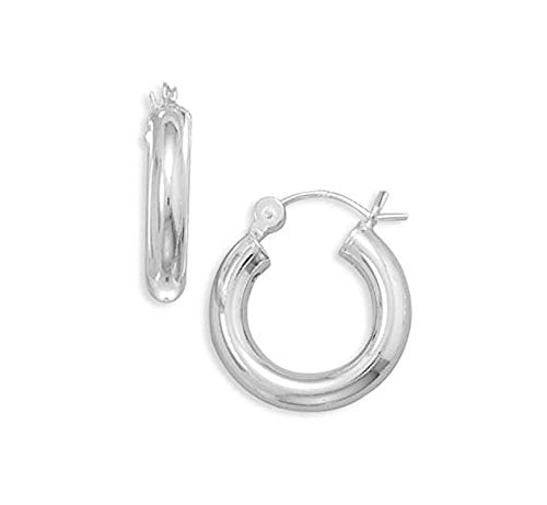 TreasureBay Womens Silver Hoop earrings - Girls Hoop Earrings 6mm x 20mm Bold Thick Shiny Huggie Hoop Earrings 925 Sterling Silver Chunky Hoop Earrings for Women and Girls