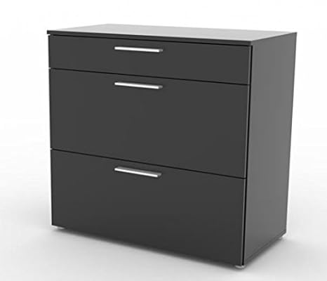 Sydney 3 Drawer Wide Chest Of Drawers High Gloss Black