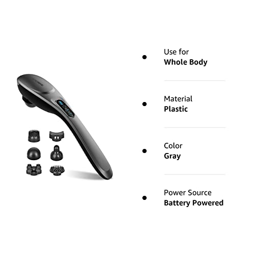 Handheld Back Massager, 6 Interchangeable Nodes, 6 Speeds & 6 Modes