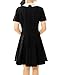 Allegra K Women's Short Sleeves Contrast Collar Fit and Flare Dress XL Black