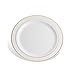 DELUXE PLASTIC PARTY DISPOSABLE PLATES | 7.5 Inch Hard Wedding Appetizer Plates | White with Gold Rim, 40 Pack | Elegant & Fancy Heavy Duty Party Supplies Plates for all Holidays & Occasions