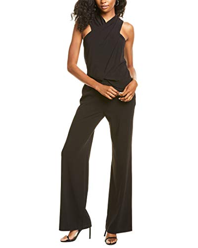 HALSTON Women's Wrap Neck Jumpsuit 
