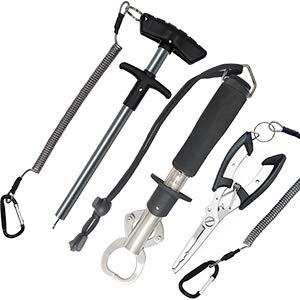 Lix&Rix Aluminum Fish Hook Remover and Stainless Steel Fishing Pliers and Fish Lip Gripper with Scale and Lanyards Sets